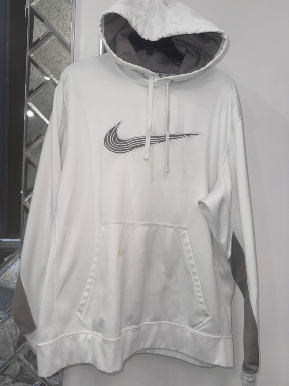 Nike White Hoodie with Gray Accents and Swoosh